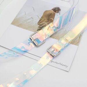 Classic Transparent Iridescent PVC Belt Fashion Colorful Decorative Waist Belt for Female Students