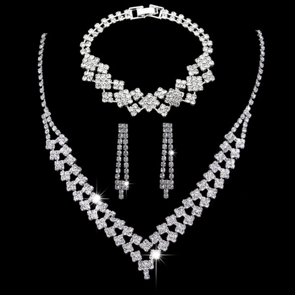 Fashion Shine Water Diamond Silver Claw Chain Jewelry Set