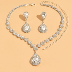 Bridal Jewelry Set - Claw Chain Crystal Necklace & Earrings