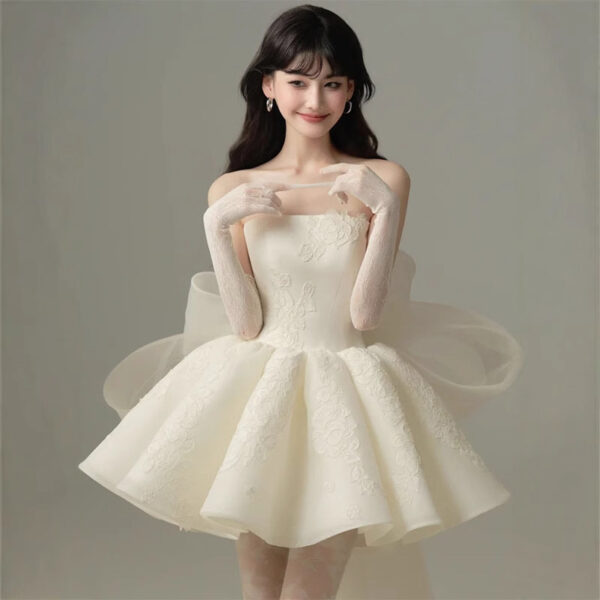 Robe-Style Gown for Petite - Evening Party/Birthday/Toast Dress, Lightweight Bridal Wedding Dress