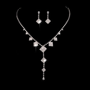 Water Diamond Necklace Set Bridal Jewelry with Earrings and Bracelets for Small Hollow Collar
