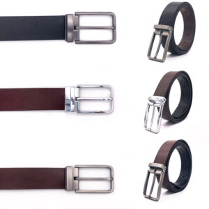 Men's Genuine Leather Belt Gift Box, Two - tone Pin Buckle Rotating Fashionable Young Waist Belt, Business Gift Cowhide Belt for Men