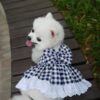 Pet JK plaid dog skirt chest strap traction rope walking dog cat vest clothes