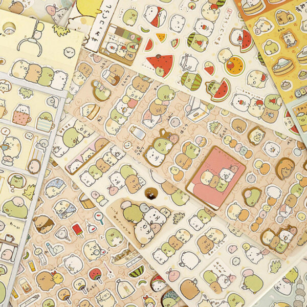 Flat Stickers, Korean Stationery, Japanese Corner Creatures, Journal Decoration, Gold Foil Cartoon Animal Watermelon Stickers