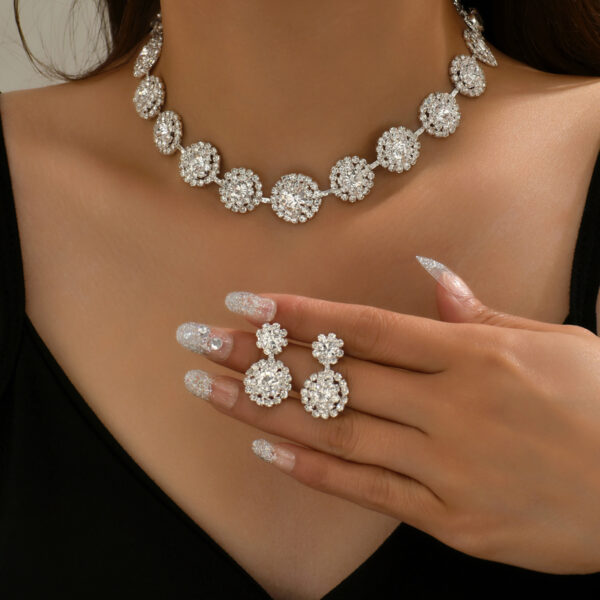 Elegant Bridal Jewelry Set - Round Water Diamond Necklace and Earrings