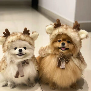 Pet Christmas Reindeer Cowl Hats - Warm Outfit Accessory