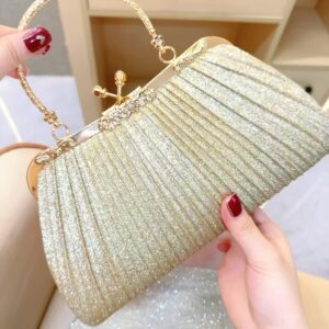 Diamond-Encrusted Evening Clutch Bag with Fringe