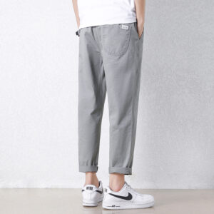 Loose Cotton Straight-Leg Ankle-Length Pants for Students - Casual Student-Friendly Trousers
